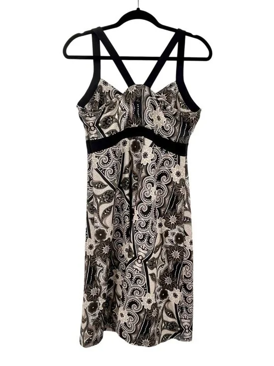 PRANA Women's Black Geo Floral Shelf Bra Stretch Strap Dress XL - Picture 6 of 6